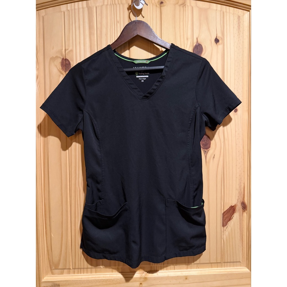 HH Works by Healing Hands Black V-Neck Scrub Top XS 2500 Medical Nursing‎ Shirt